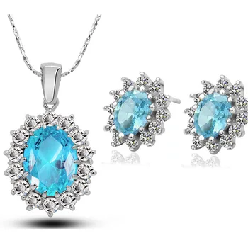 Albastru regal austriac de cristal pandantiv colier cercei set de Bijuterii de moda dropshipping romantic drăguț kate Regina cadou de Design