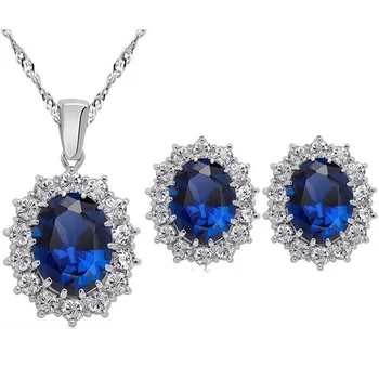 Albastru regal austriac de cristal pandantiv colier cercei set de Bijuterii de moda dropshipping romantic drăguț kate Regina cadou de Design