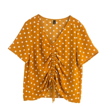 Noua modă plus dimensiune femei cordon de top de vară subțire jambiere cu mânecă scurtă T-shirt 2091