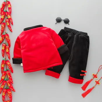 Stil chinezesc copilul băieți fete haine de iarnă seturi de copii pentru copii Gros Geaca + Pantaloni de Anul Nou Chinezesc Tinuta