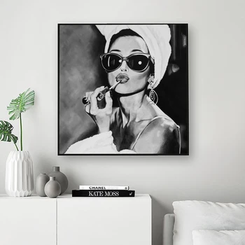 Negru și Alb-Fotografie de Arta Audrey Hepburn Panza Pictura Nordică Postere Si Printuri Poza Perete Pentru Camera de zi, Salon de Decor de Perete