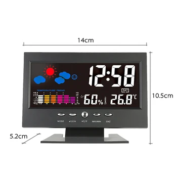 Control vocal Ecran LCD Termometru Ceasuri Umiditatea Interioară Monitor Electronic afisaj Digital Temperatura Ceas Deșteptător Calendar