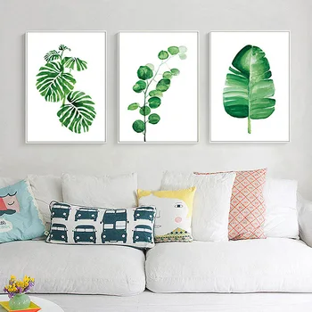 Culoare de apă Plante Tropicale Frunze de Perete de Arta Canvas Postere si Printuri Minimalist Pictura Poze de Perete pentru Dormitor Decor Acasă