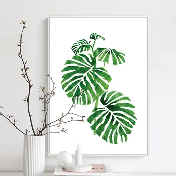 Culoare de apă Plante Tropicale Frunze de Perete de Arta Canvas Postere si Printuri Minimalist Pictura Poze de Perete pentru Dormitor Decor Acasă
