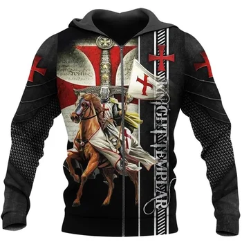 2020 Noua Moda Barbati hanorace Cavalerii Templieri 3D Print Hanorac Unisex Casual Street costum sudadera hombre KT-254