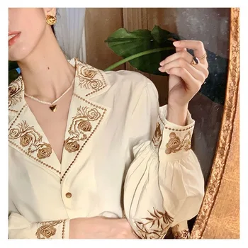 Bluza eleganta pentru Femei Toamna Floral maneca lunga Top de sex Feminin Doamnă Birou Casual Designer de franceză coreeană Femei Bluze de Moda 2020