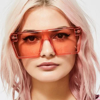 Supradimensionat ochelari de Soare Patrati Femei de Lux Brand de Moda Top Plat Clar Violet Lentile de Ochelari-O singură Bucată Bărbați Gafas Umbra UV400