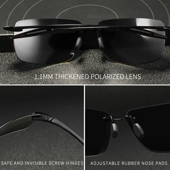 KDEAM fără ramă Dreptunghi Bărbați ochelari de Soare Polarizat Ultra-light TR90 Material Rama de Ochelari UV400 ochelari de soare Sport