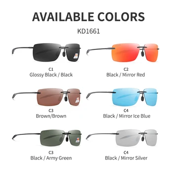 KDEAM fără ramă Dreptunghi Bărbați ochelari de Soare Polarizat Ultra-light TR90 Material Rama de Ochelari UV400 ochelari de soare Sport