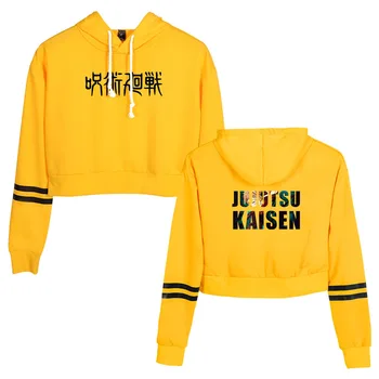 Anime Jujutsu Kaisen Galben Crop Top Hanorac Femei Harajuku Tricou Trunchiate Streetwear Hip Hop Mâneci Lungi Pulover De Topuri