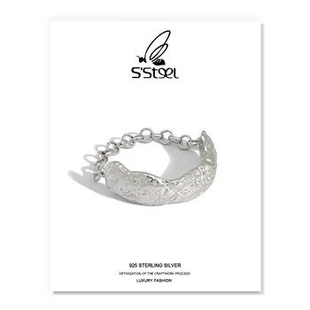 S ' STEEL Lanț Inel Pentru Femei din Argint Designer coreean Minimalist Personalizate Opeing Inel Bague Argent 925 Bijuterii Fine