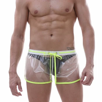 Barbati Super Sexy Transparent Se Vedea Prin Boxer Trunchiuri Solide Casual Pantaloni Scurți De Plajă, Îmbrăcăminte De Vară Impermeabil Cordon Fund