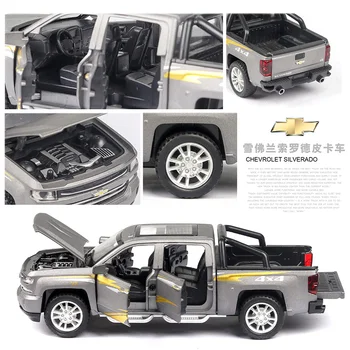 Turnat Sub Presiune Model Auto Chevrolet Silverado Camion 1:32 Simulare Aliaj Metalic Trage Înapoi Colectare Jucării, Cadouri Pentru Copii Copii