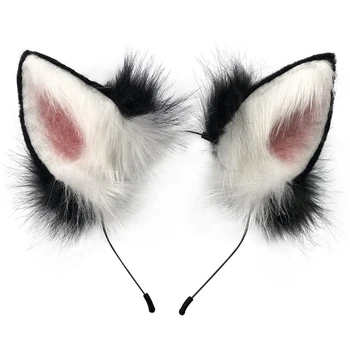 Manual Reglabil Cu Blană De Lup Urechi De Susținere Simulare Pufos Animal De Pluș Cerc Păr Drăguț Anime Cosplay Caciulita