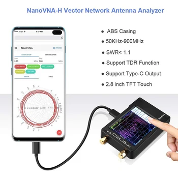 NanoVNA-H Analizor Vectorial de Retea Kit, Noi Modernizate 50KHz-900MHz MF HF VHF UHF Antena Analizor cu Coajă