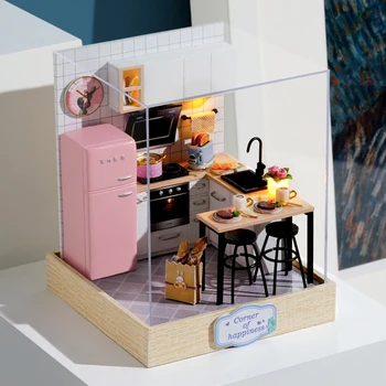 DIY Mobilier casă de Păpuși în Miniatură din Lemn Miniaturas Casa Papusa Cutie Theatr Jucarii pentru Copii, Cadouri Casa de Semințe Lume QT27