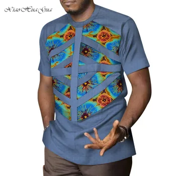 Moda Barbati Haine Africane Dashiki Mozaic Cămașă de Imprimare Topuri Bazin Riche Casual de Bumbac Bărbați Tradiționale Africane Îmbrăcăminte WYN958