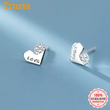 Trustdavis Argint 925 Moda Farmec Romantic Dragoste Inima CZ Stud Cercei Pentru Femeile Nunta Bine S925 Bijuterii DA1565