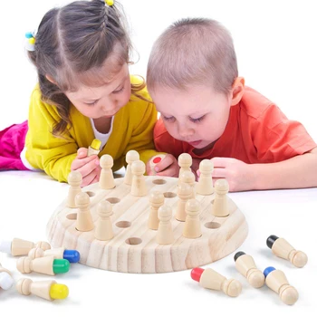 Puzzle Din Lemn Meci De Memorie Stick De Șah Culoare Distracție, Joc De Bord, Jocuri, Puzzle-Uri Educaționale De Culoare Cognitive Capacitatea De Învățare Copii