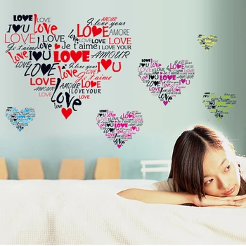 IUBESC forma de inima Autocolante de Perete dormitor Camerele de Decor Acasă de Artă Decalcomanii Tapet romantic autocolante decorare adesivo de parede