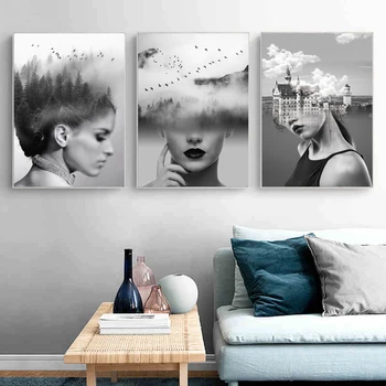 SURELIFE Abstractă, Femei Peisaj de Perete de Arta, Printuri Canvas Tablouri Imagini POP Poster pentru Camera de zi Acasă Decorative