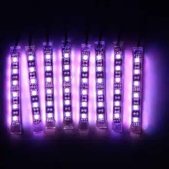 8/12pcs Motocicleta Decor RGB Lumină Intermitentă Flexibil 5050 LED-uri Benzi 15 Culori Strălucire Neon fără Fir Control de la Distanță Universal