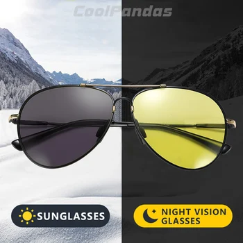 CoolPandas 2020 Pilot Fotocromatică Bărbați Ochelari De Soare Polarizat Zi De Conducere Viziune De Noapte Cameleon Ochelari De Memorie Cadru Metalic Oculos