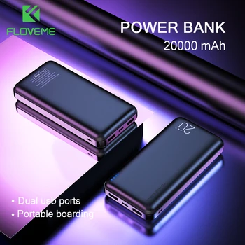 FLOVEME Power Bank 20000mAh Pentru Xiaomi Mi iPhone Powerbank 20000 mAh Dual USB Extern Portabil Încărcător de Baterie Poverbank