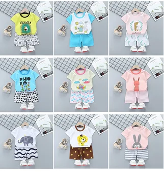 De vară pentru Copii Seturi de Pijamale de Bumbac cu Mânecă Scurtă Fete pentru Copii Haine Costum de Desene animate Pijamale Copii, Pijamale Baieti Enfant Pijama