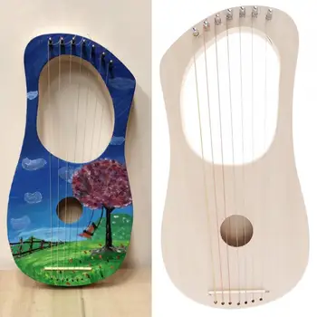 7 Corzi de Liră Harpă DIY Kit de Tei Masiv Instrument cu Coarde Manopera de Pictura de Asamblare pentru Incepatori, Copii Jucărie Distractiv de Artă