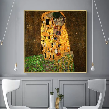 Gustav Klimt Sarutul Celebre Tablouri Canvas Postere, Reproduceri De pe Perete Clasic Portret Arta de Perete Imaginile pentru Camera de zi