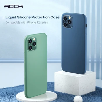 ROCK Slim & Subțire, rezistent la Șocuri și anti-toamna Negru Culoare Verde Lichid de Silicon de Protecție Caz de Telefon pentru iPhone 12 2020 5.4 6.1 6.7