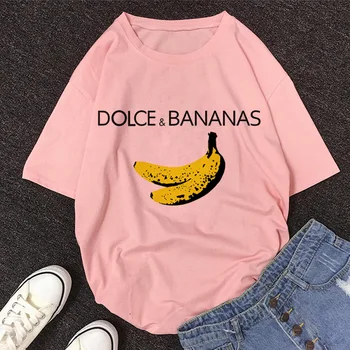 DOLCE & BANANA Print T-Shirt Femei O-Gat Maneci Scurte de Desene animate Drăguț Tricou Fete Elevii Doamna Topuri Vogue Tricou roz Tee