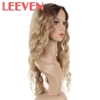 Leeven 26inch Naturale Val de Păr Sintetic Niciunul Dantelă Față Peruci Blonde Pentru Femeie Înaltă Temperatură Fibra de Păr Peruca Cosplay