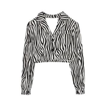 GOOHOJIO 2020 Nou Toamna Model Zebra Sacouri Femei la Modă Chic Casual Sacouri Femei Maneca Lunga Liber Sacouri pentru Femei