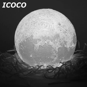 ICOCO 3D de Imprimare Luna Lampă cu LED-uri Lunar Touch Control cu Senzor de Noapte Lumina Desktop Lampă de Masă Pentru Decor Acasă Picătură de Transport maritim de Vânzare Fierbinte