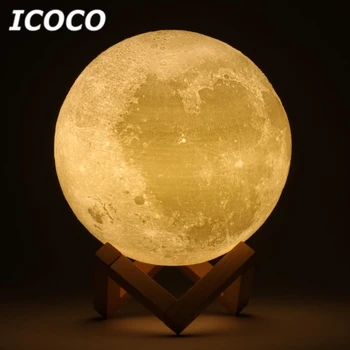 ICOCO 3D de Imprimare Luna Lampă cu LED-uri Lunar Touch Control cu Senzor de Noapte Lumina Desktop Lampă de Masă Pentru Decor Acasă Picătură de Transport maritim de Vânzare Fierbinte