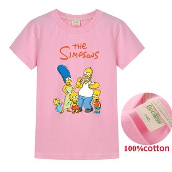 Stil drăguț Tricou Baiat cel Mai bun Prieten Și Roz Simpsons Moda de Imprimare T-shirt Girl Copil Alb, Haine Kawaii Maneci Scurte
