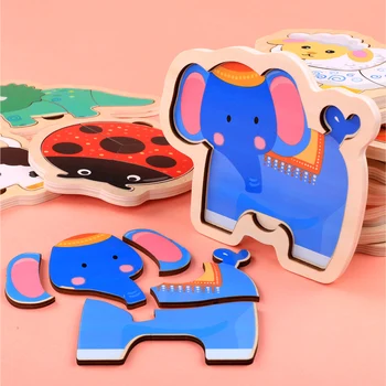 Logwood Copil Jucărie Puzzle din Lemn 3D Puzzle Puzzle Bord Animal Vehicul DIY Puzzle Monterssori Jucărie de Învățământ pentru Copii