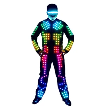Plin de Culoare LED Costum de Robot Scena de Dans Costum Tron RGB Lumina Etapă se Potrivi Tinuta Sacou Haina