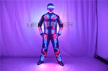 Plin de Culoare LED Costum de Robot Scena de Dans Costum Tron RGB Lumina Etapă se Potrivi Tinuta Sacou Haina