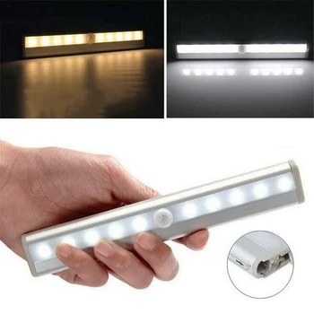 10 LED-uri Luminoase de Mișcare fără Fir PIR Senzor de Lumina Cabinet Dulap Sertar Bec Alb Rece & Cald Alb 20buc/lot