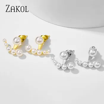 ZAKOL Nou coreean Elegant Pearl Floare Dulce Detașabil Stud Cercel pentru Femei Cercei Bijuterii pentru Petrecerea FSEP2685