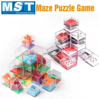 24BUC Mini Labirint 3D Puzzle Jucărie de Plastic Portabile Teaser Creier Margele IQ Cub Jocuri de Învățare Timpurie Jucarii Educative Pentru Copii