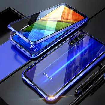 Metal Magnetic de Adsorbție Cazul în care Telefonul Pentru Huawei Honor 20 Pro Nova 5T Bara Dublu Partea de Sticla Capac Spate