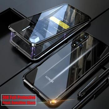 Metal Magnetic de Adsorbție Cazul în care Telefonul Pentru Huawei Honor 20 Pro Nova 5T Bara Dublu Partea de Sticla Capac Spate