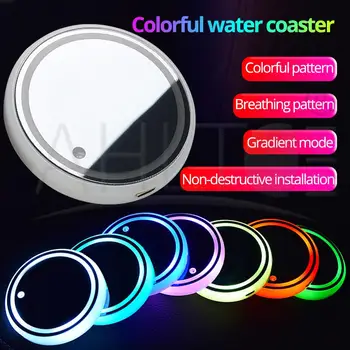 2X Masina Dome LED-Suport pahare Interior Auto Lampa USB Multi - Colorate Atmosferă de Lumină Bea Suport Anti-Alunecare Mat Produsul Bec