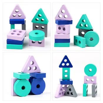 Mini Dimensiune de Lemn Montessori Jucărie Blocuri de Învățare Timpurie Jucarii Educative Forma de Culoare Meci de Jucărie pentru Copii pentru Băieți și Fete 2Y+