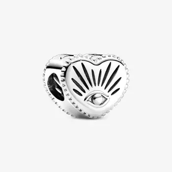 Se potriveste pentru Original Pandora Bratara Argint 925 All-văzând Ochi si Inima Farmecele Metalice Margele DIY Bijuterii de Luare Berloques