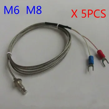 5pcs, /M6, șurub de tip termocuplu, tip K E, M8 rezistența termică a senzorului de temperatura, sonda de temperatura de detectare linie